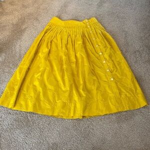 Gap Embrioded Poplin Button Detail Skirt Yellow Sz 8
